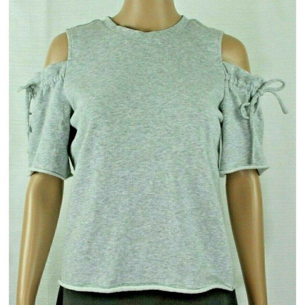Lauren Conrad Women's Top Sweatshirt Cold Shoulder Gray Cropped Small
